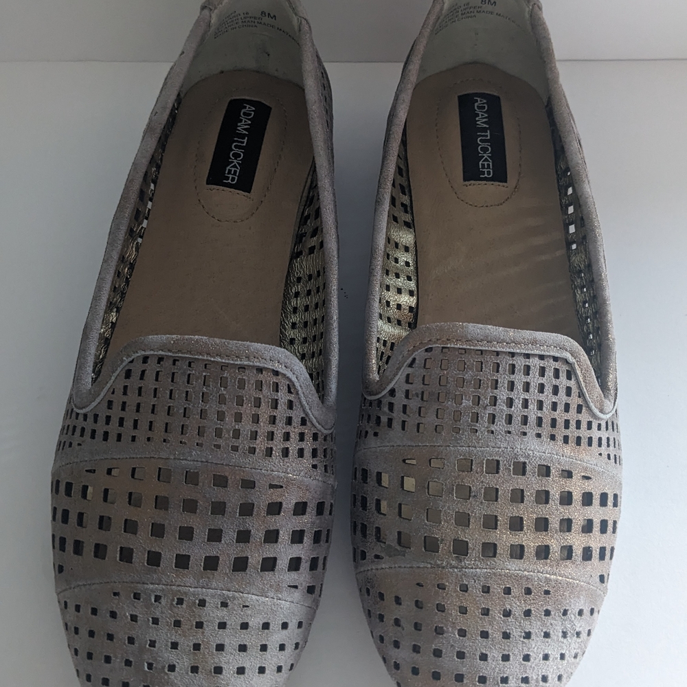 Adam Tucker Perforated Gray Loafers NEW